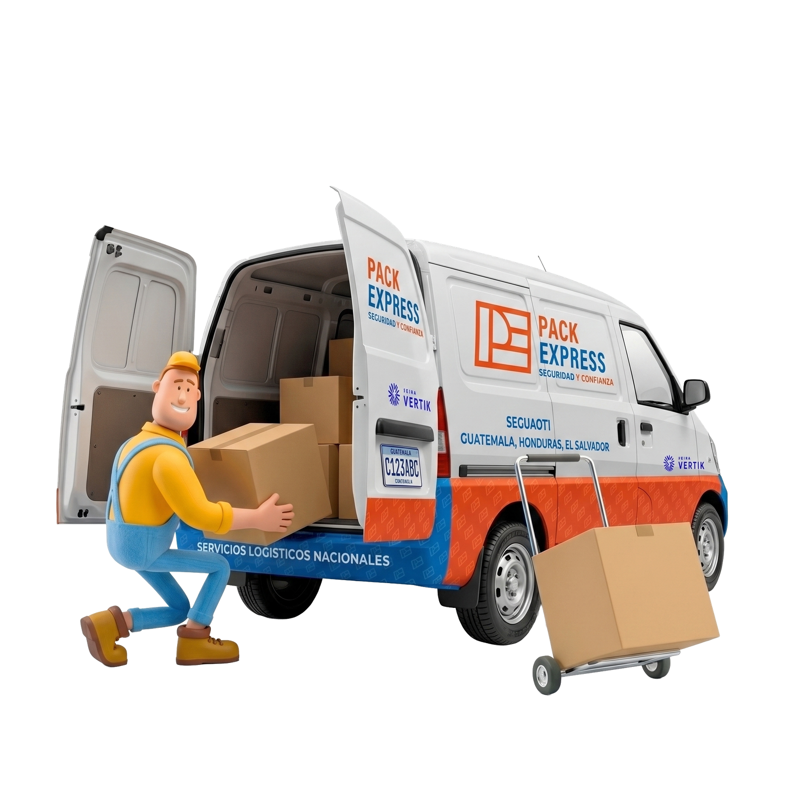 Personaje de Pack Express listo para atenderle
